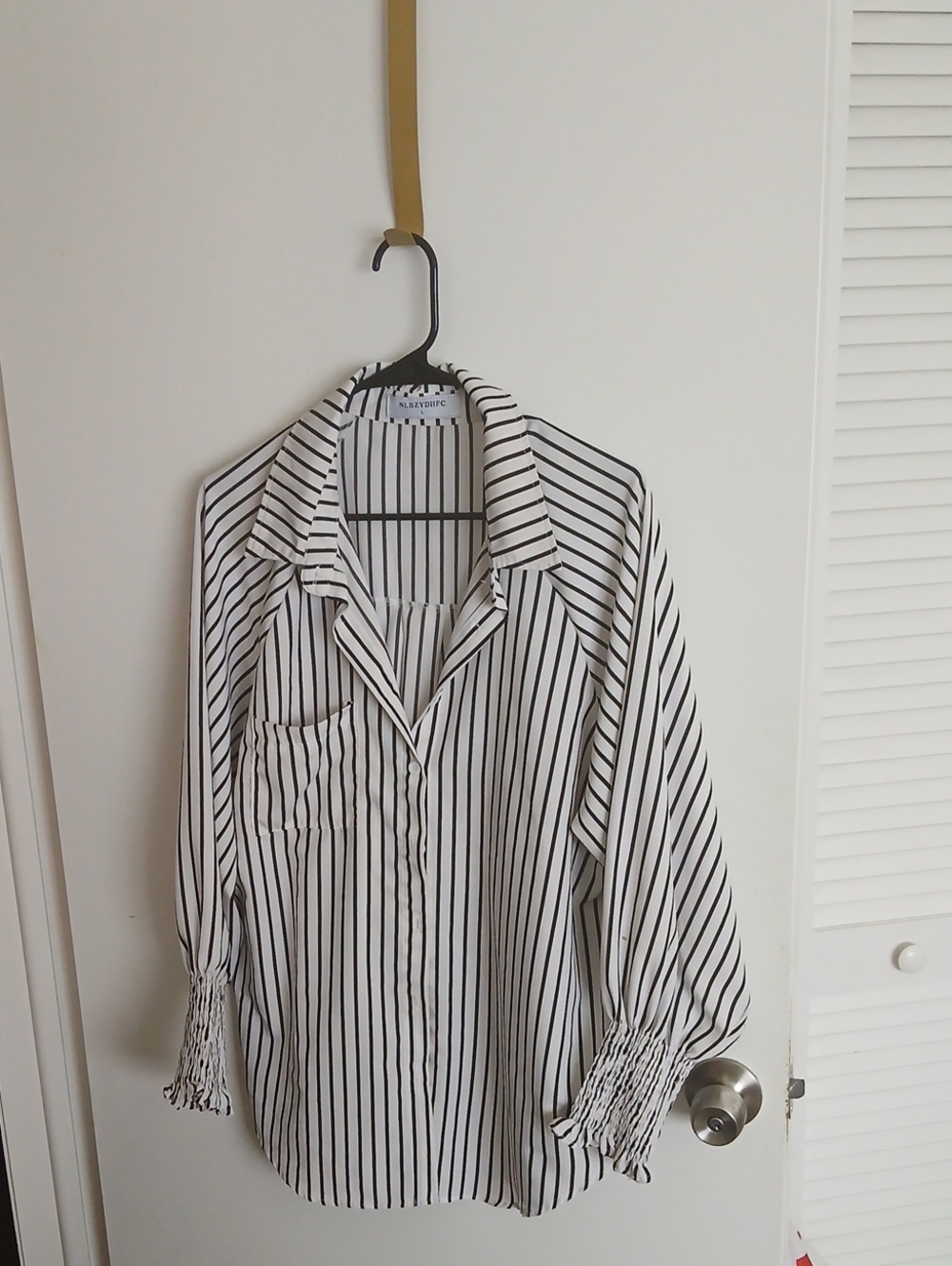 Boyfriend Shirt Black and White Vertical Stripe Blouse.